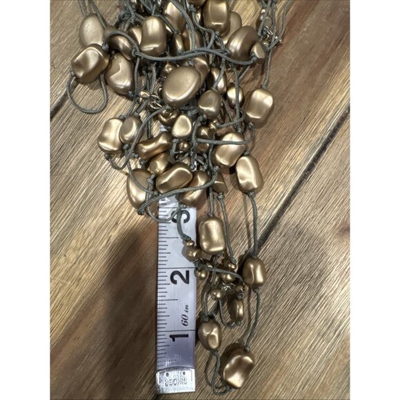 Chicos Olive Green Matte Gold Tone 23" Long Bead Statement Necklace NEW - Picture 10 of 13